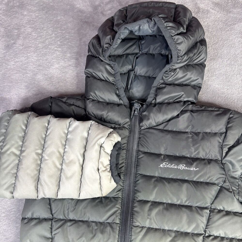 Eddie Bauer Jacket Unisex Kids 4 Gray Puffer Hooded Down Insulated‎ Winter
